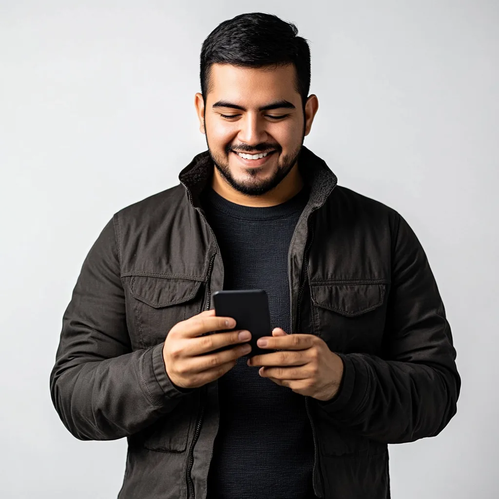 Emprendedor latino usando un dispositivo móvil, mostrando para que sirve una pagina web